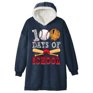 100 Days Of School Baseball Lover Hooded Wearable Blanket