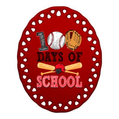 100 Days Of School Baseball Lover Ceramic Oval Ornament