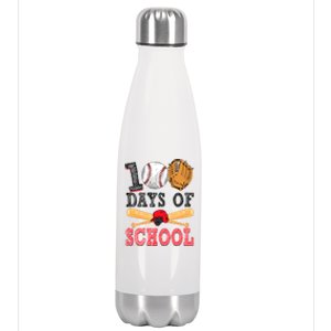 100 Days Of School Baseball Lover Stainless Steel Insulated Water Bottle