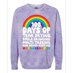 100 Days Of School And Tear Drying School Nurse Gift Colorblast Crewneck Sweatshirt