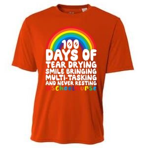 100 Days Of School And Tear Drying School Nurse Gift Cooling Performance Crew T-Shirt