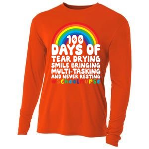 100 Days Of School And Tear Drying School Nurse Gift Cooling Performance Long Sleeve Crew