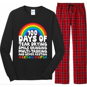 100 Days Of School And Tear Drying School Nurse Gift Long Sleeve Pajama Set