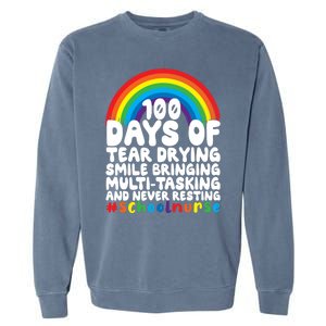 100 Days Of School And Tear Drying School Nurse Gift Garment-Dyed Sweatshirt