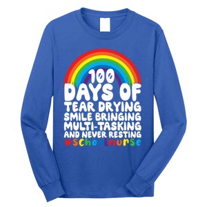 100 Days Of School And Tear Drying School Nurse Gift Long Sleeve Shirt