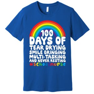 100 Days Of School And Tear Drying School Nurse Gift Premium T-Shirt