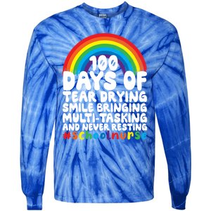 100 Days Of School And Tear Drying School Nurse Gift Tie-Dye Long Sleeve Shirt