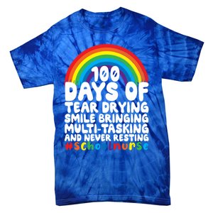 100 Days Of School And Tear Drying School Nurse Gift Tie-Dye T-Shirt