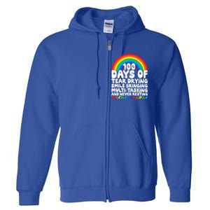 100 Days Of School And Tear Drying School Nurse Gift Full Zip Hoodie