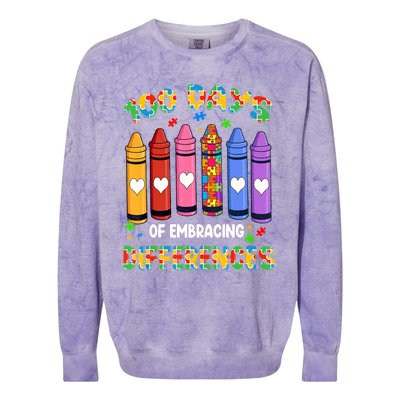 100 Days Of School Embracing Differences Autism Teacher Gift Colorblast Crewneck Sweatshirt