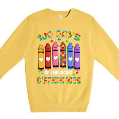 100 Days Of School Embracing Differences Autism Teacher Gift Premium Crewneck Sweatshirt