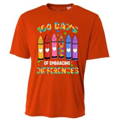 100 Days Of School Embracing Differences Autism Teacher Gift Cooling Performance Crew T-Shirt