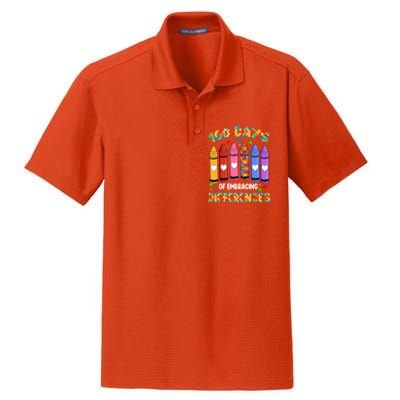 100 Days Of School Embracing Differences Autism Teacher Gift Dry Zone Grid Polo