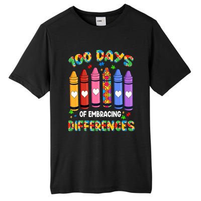 100 Days Of School Embracing Differences Autism Teacher Gift Tall Fusion ChromaSoft Performance T-Shirt