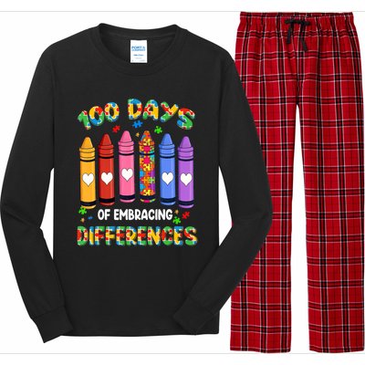 100 Days Of School Embracing Differences Autism Teacher Gift Long Sleeve Pajama Set