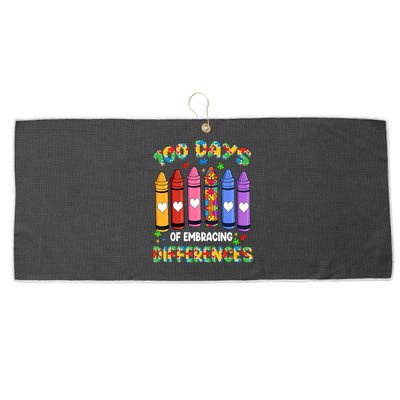 100 Days Of School Embracing Differences Autism Teacher Gift Large Microfiber Waffle Golf Towel