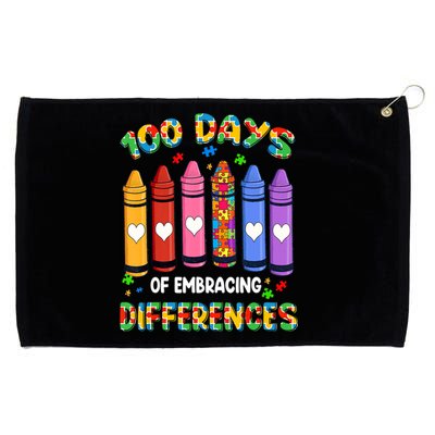 100 Days Of School Embracing Differences Autism Teacher Gift Grommeted Golf Towel