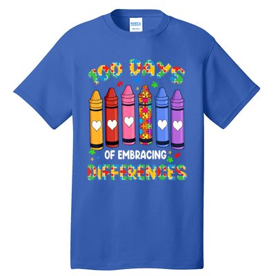 100 Days Of School Embracing Differences Autism Teacher Gift Tall T-Shirt