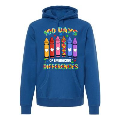 100 Days Of School Embracing Differences Autism Teacher Gift Premium Hoodie