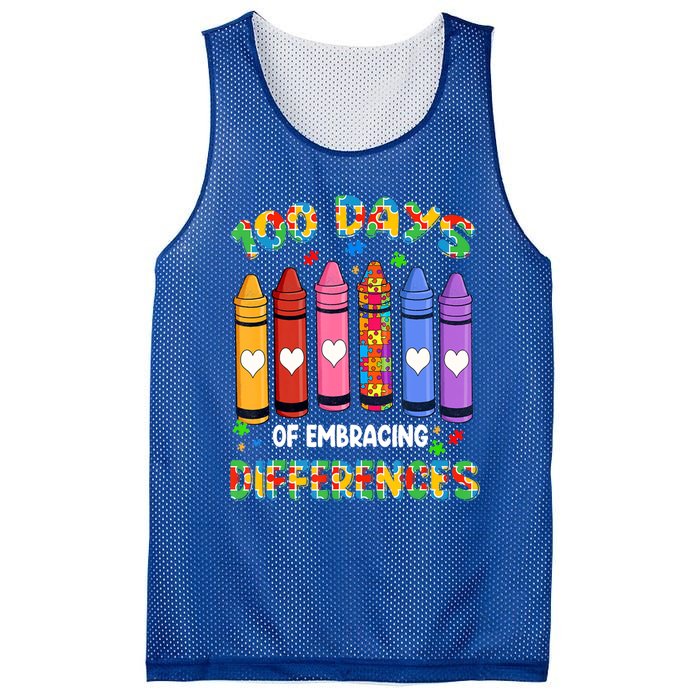 100 Days Of School Embracing Differences Autism Teacher Gift Mesh Reversible Basketball Jersey Tank