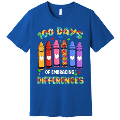 100 Days Of School Embracing Differences Autism Teacher Gift Premium T-Shirt