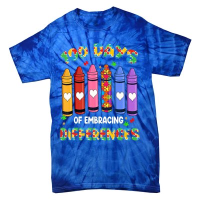 100 Days Of School Embracing Differences Autism Teacher Gift Tie-Dye T-Shirt