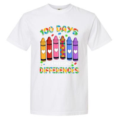 100 Days Of School Embracing Differences Autism Teacher Gift Garment-Dyed Heavyweight T-Shirt