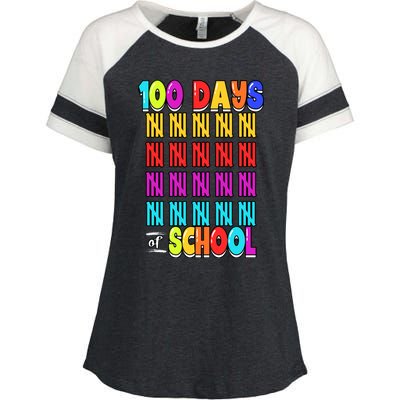 100 Days Of School Costume 100th Day Cool Gift Enza Ladies Jersey Colorblock Tee