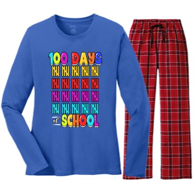 100 Days Of School Costume 100th Day Cool Gift Women's Long Sleeve Flannel Pajama Set 