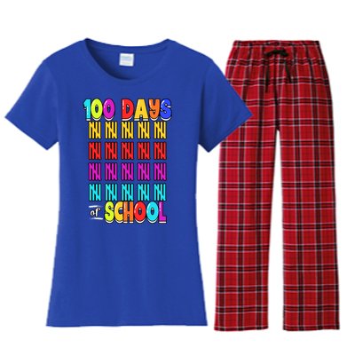 100 Days Of School Costume 100th Day Cool Gift Women's Flannel Pajama Set