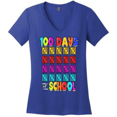 100 Days Of School Costume 100th Day Cool Gift Women's V-Neck T-Shirt