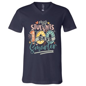 100th Day Of School My Students Are 100 Days Smarter Teacher V-Neck T-Shirt