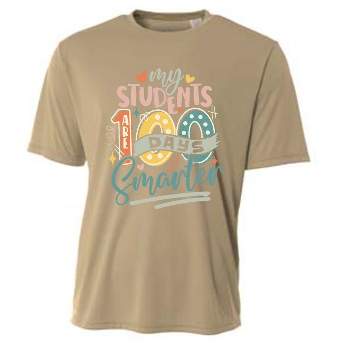 100th Day Of School My Students Are 100 Days Smarter Teacher Cooling Performance Crew T-Shirt