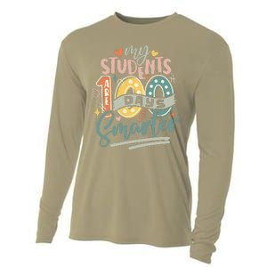 100th Day Of School My Students Are 100 Days Smarter Teacher Cooling Performance Long Sleeve Crew