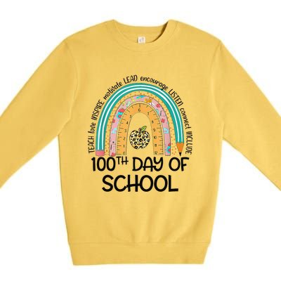 100th Day Of School Teacher 100 Days Smarter Rainbow Cute Premium Crewneck Sweatshirt