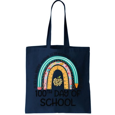 100th Day Of School Teacher 100 Days Smarter Rainbow Cute Tote Bag