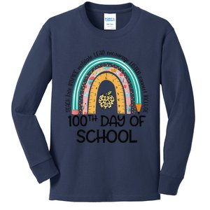 100th Day Of School Teacher 100 Days Smarter Rainbow Cute Kids Long Sleeve Shirt