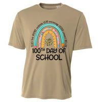 100th Day Of School Teacher 100 Days Smarter Rainbow Cute Cooling Performance Crew T-Shirt