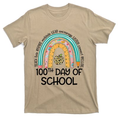 100th Day Of School Teacher 100 Days Smarter Rainbow Cute T-Shirt