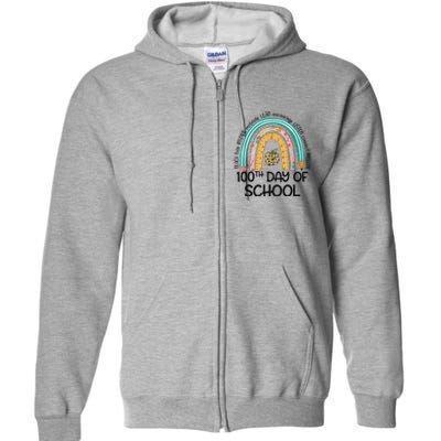 100th Day Of School Teacher 100 Days Smarter Rainbow Cute Full Zip Hoodie