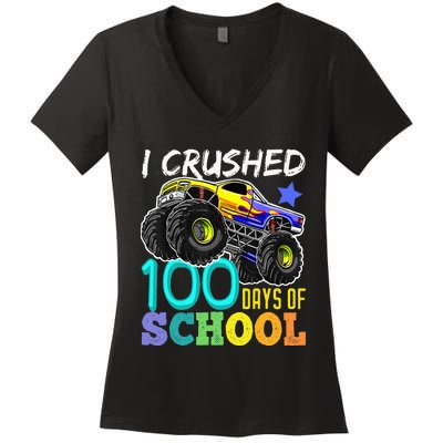 100 Days Of School Teacher Outfit 80s Retro Vintage Student Women's V-Neck T-Shirt