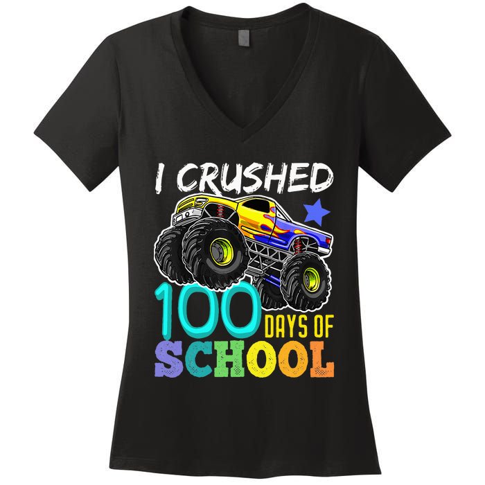 100 Days Of School Teacher Outfit 80s Retro Vintage Student Women's V-Neck T-Shirt