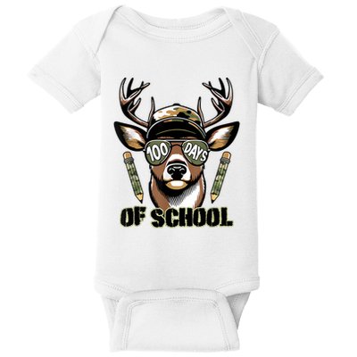 100 Days Of School Hunting Deer 100th Day Of School Vibes Baby Bodysuit