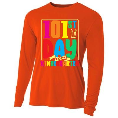 101st Day Of Kindergarten Saying 100 Days Gift Cooling Performance Long Sleeve Crew