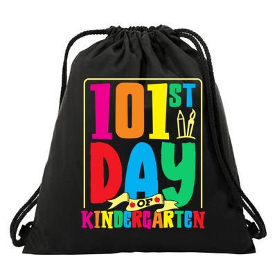 101st Day Of Kindergarten Saying 100 Days Gift Drawstring Bag