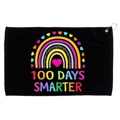 100th Day Of School Teacher 100 Days Smarter Rainbow Funny Grommeted Golf Towel