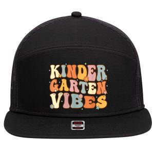 1st Day Of School Kindergarten Vibes Student Teacher 7 Panel Mesh Trucker Snapback Hat