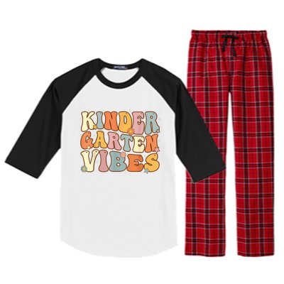 1st Day Of School Kindergarten Vibes Student Teacher Raglan Sleeve Pajama Set