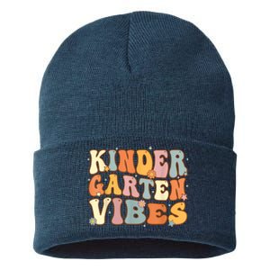 1st Day Of School Kindergarten Vibes Student Teacher Sustainable Knit Beanie