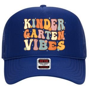 1st Day Of School Kindergarten Vibes Student Teacher High Crown Mesh Back Trucker Hat